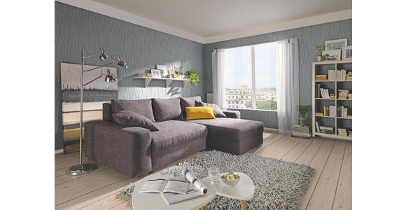 WOHNLANDSCHAFT in Textil Dunkelbraun - Chromfarben/Dunkelbraun, Design, Textil/Metall (283/179cm) - Hom`in