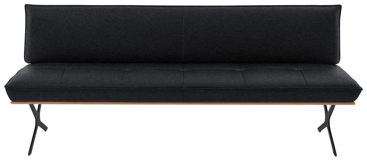 SITZBANK in Holz, Textil Schwarz, Nussbaumfarben, Dunkelblau  - Nussbaumfarben/Schwarz, Design, Holz/Textil (214/88/66cm) - Koinor
