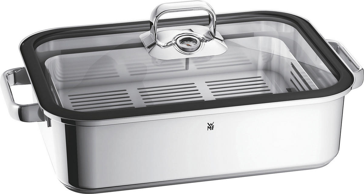 DAMPFBRÄTER Vitalis 41/27/10 cm - Klar/Edelstahlfarben, Design, Glas/Kunststoff (41/27/10cm) - WMF