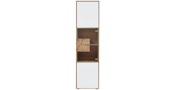 VITRINE Kerneiche vollmassiv Eichefarben, Transparent, Weiß - Eichefarben/Transparent, Natur, Glas/Holz (50/196/39cm) - Valnatura