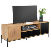 LOWBOARD  in 160/55/40 cm  - Eichefarben/Schwarz, Design, Holzwerkstoff/Metall (160/55/40cm) - Carryhome