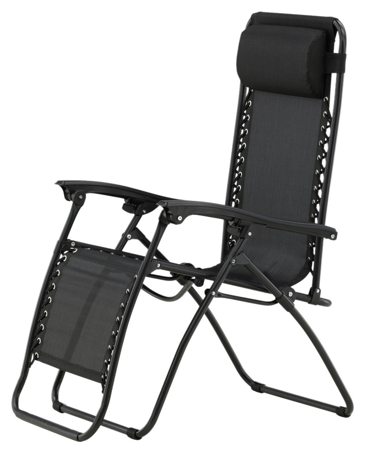 GARTEN-RELAXSESSEL 68/112/90 cm  - Schwarz, KONVENTIONELL, Kunststoff/Textil (68/112/90cm) - Gardenson