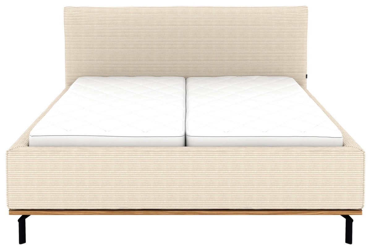 POLSTERBETT Matratze, Lattenrost, Bettkasten 180/200 cm  in Creme  - Creme/Graphitfarben, Design, Holz/Textil (180/200cm) - Musterring