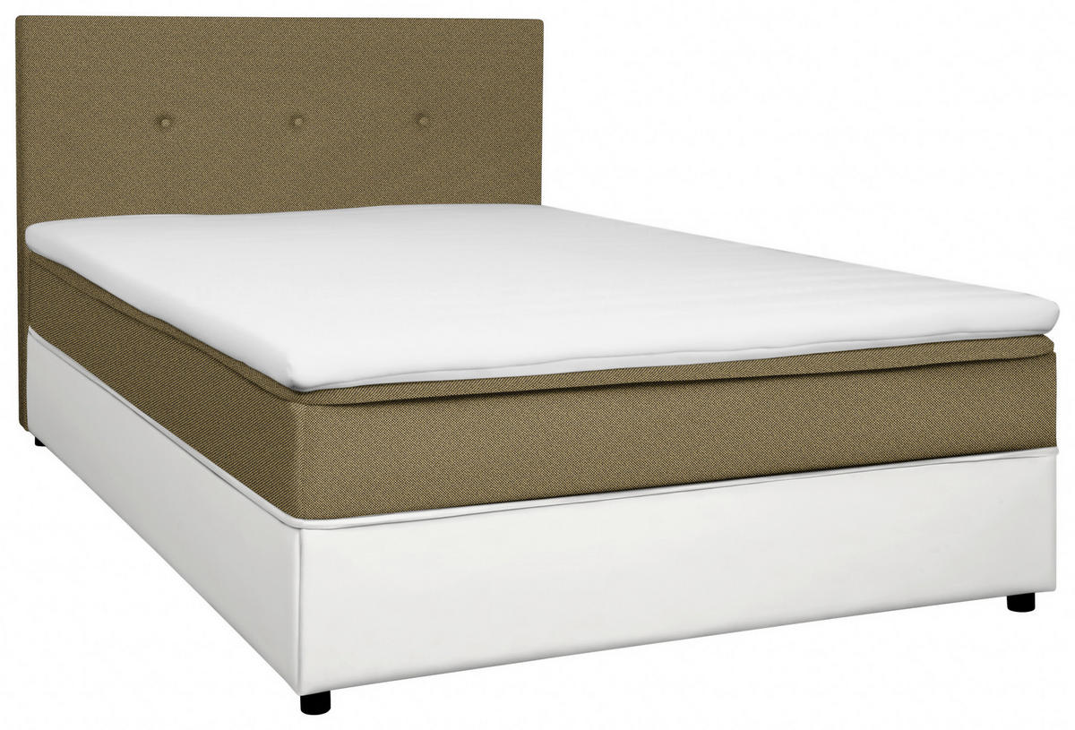 BOX-ÁGY 120/200 cm  sárga, fehér  - sárga/fekete, Konventionell, textil/fa (120/200cm) - Carryhome