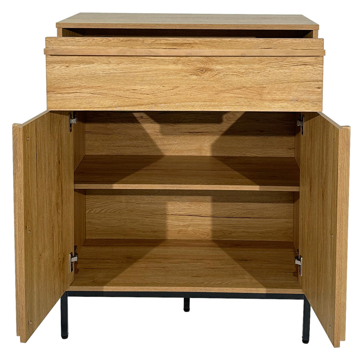 KOMODA, farba duba, 80/101/40 cm - čierna/farba duba, Design, kov/drevo (80/101/40cm) - Xora