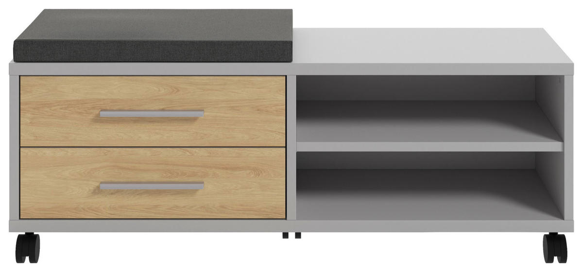 ROLLCONTAINER Hellgrau, Hickory  - Hellgrau/Alufarben, MODERN, Holzwerkstoff/Metall (133/52,3/40cm)