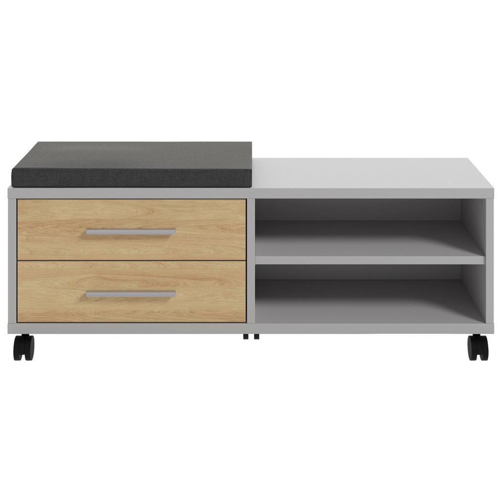 Thumbnail - Novel Rollcontainer Texas, Hellgrau, Hickory, Holzwerkstoff, 1 Fächer, 2 Schublade(n) Schubladen, 133x52.3x40 cm, Beimöb...