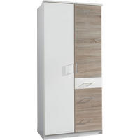 ORMAR SA KLASIČNIM VRATIMA bela, boja hrasta  90/199/58 cm  - boja hrasta/bela, Dizajnerski, pločasti materijal/plastika (90/199/58cm) - Xora