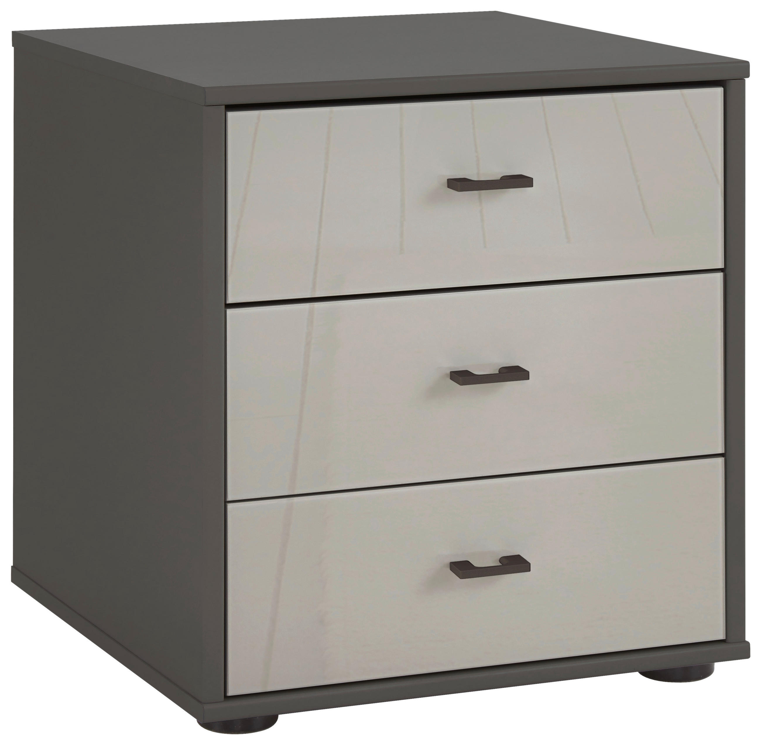 NACHTSCHRANK 60/64/43 cm  - Schieferfarben/Grau, KONVENTIONELL, Glas/Holzwerkstoff (60/64/43cm) - Novel