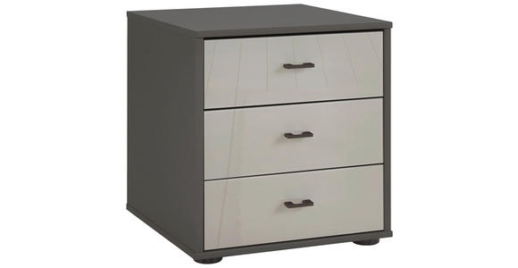 NACHTSCHRANK 60/64/43 cm  - Schieferfarben/Grau, KONVENTIONELL, Glas/Holzwerkstoff (60/64/43cm) - Novel