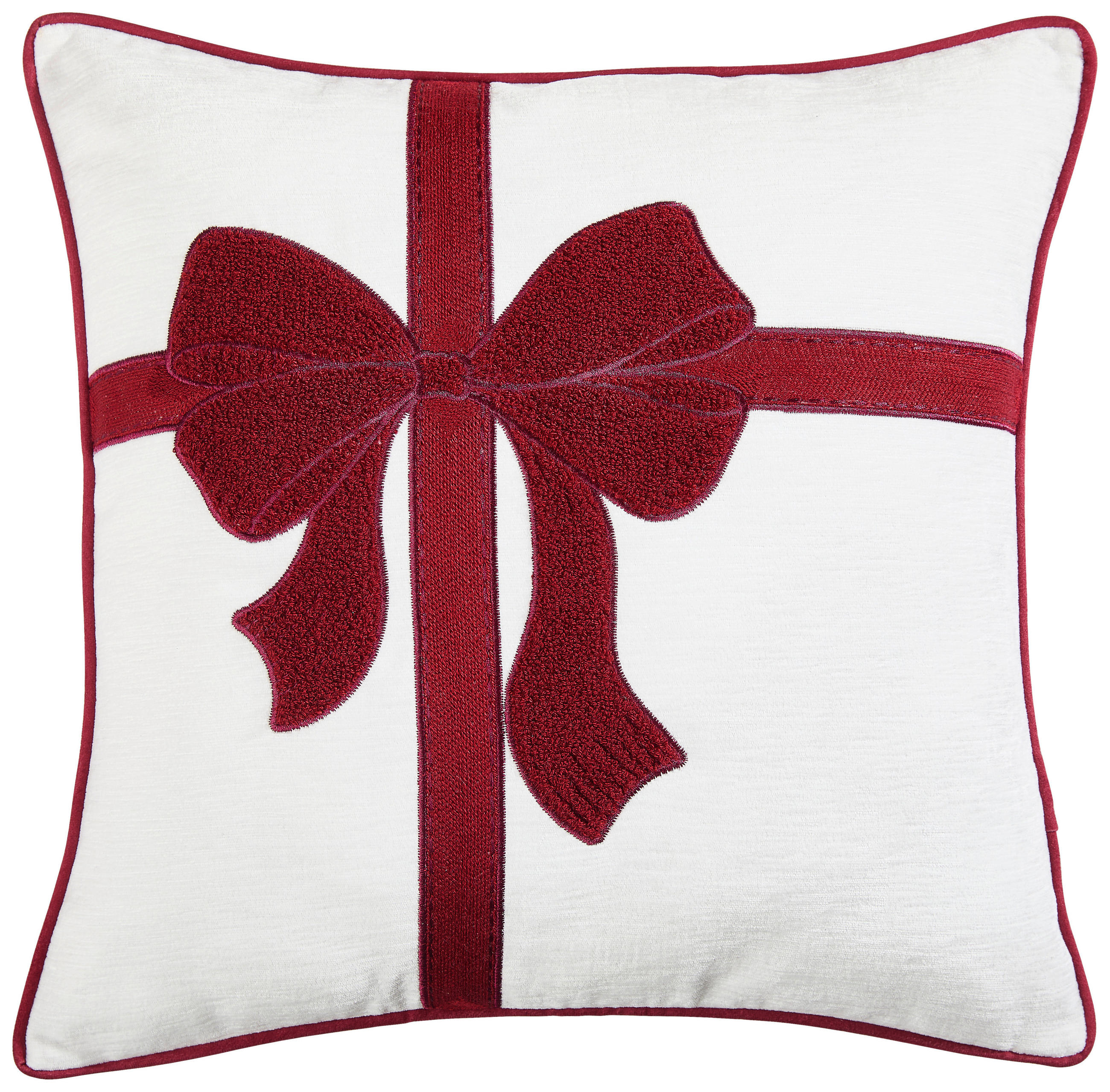 KISSENBEZUG TRADITIONELL 45/45 cm  - Weiß Hochglanz/Dunkelrot, KONVENTIONELL, Textil (45/45cm) - X-Mas