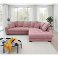 ECKSOFA Rosa Cord Rückenkissen, Armlehnenkissen, Bettkasten, Schlaffunktion, Rücken echt, Liegefläche im Originalstoff  - Schwarz/Rosa, KONVENTIONELL, Kunststoff/Textil (304/212cm) - Carryhome