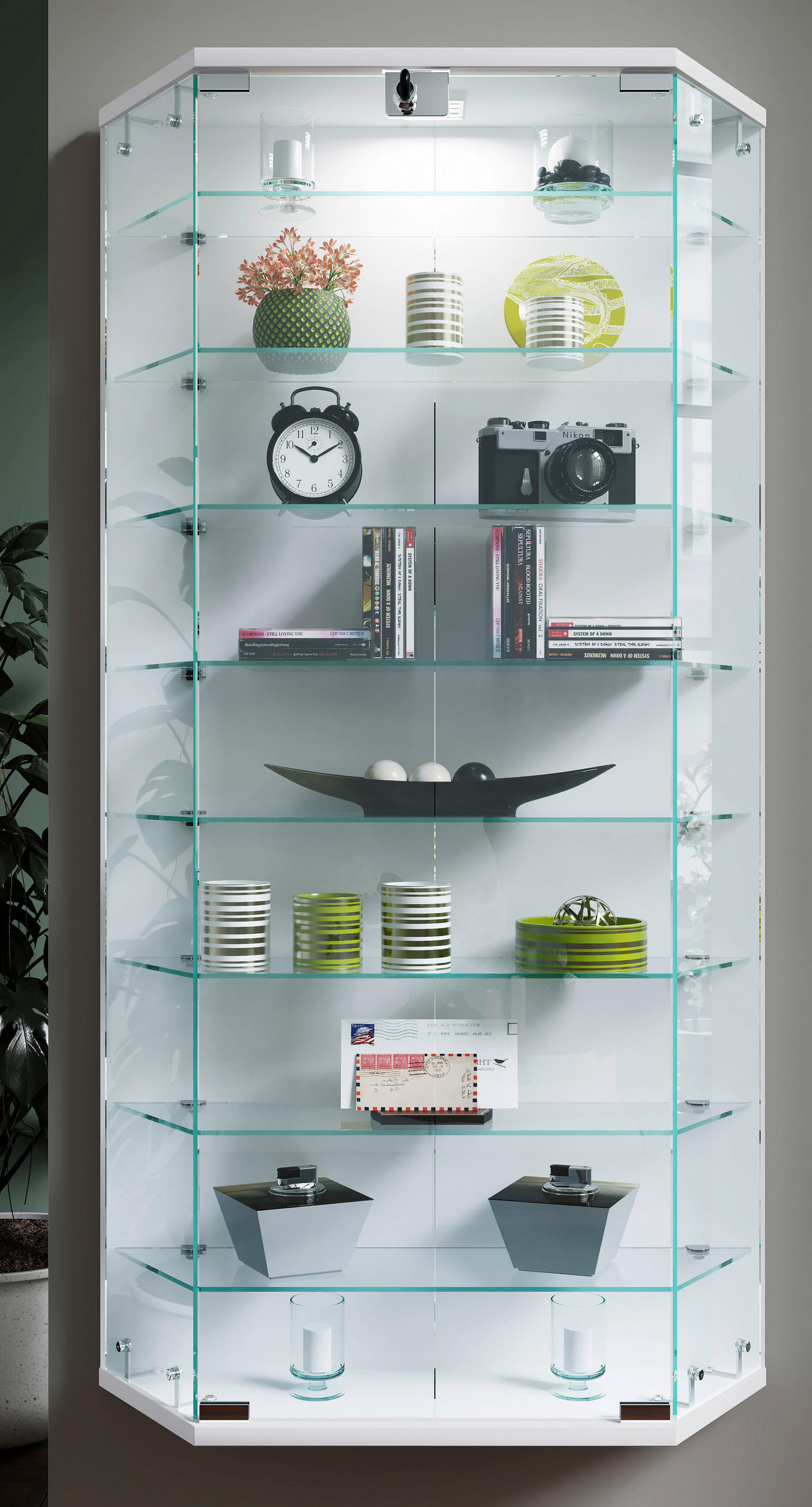 VITRINSKÅP  i vit  - vit/transparent, Design, trämaterial/glas (83/114/17cm) - MID.YOU