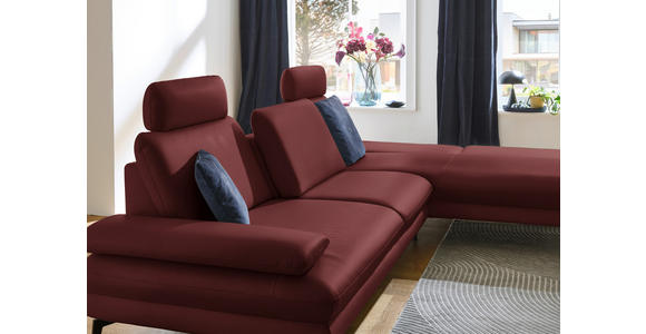 ECKSOFA in Echtleder Brombeere 308/195 cm - Brombeere/Schwarz, Design, Leder/Metall (308/195cm) - Dieter Knoll