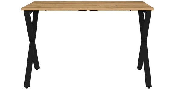 SCHREIBTISCH 120/80/75 cm, Schwarz, Eichefarben, in verschiedenen Holz-Dekoren erhältlich, justierbare Füße  - Eichefarben/Schwarz, MODERN, Holzwerkstoff/Metall (120/80/75cm) - Novel