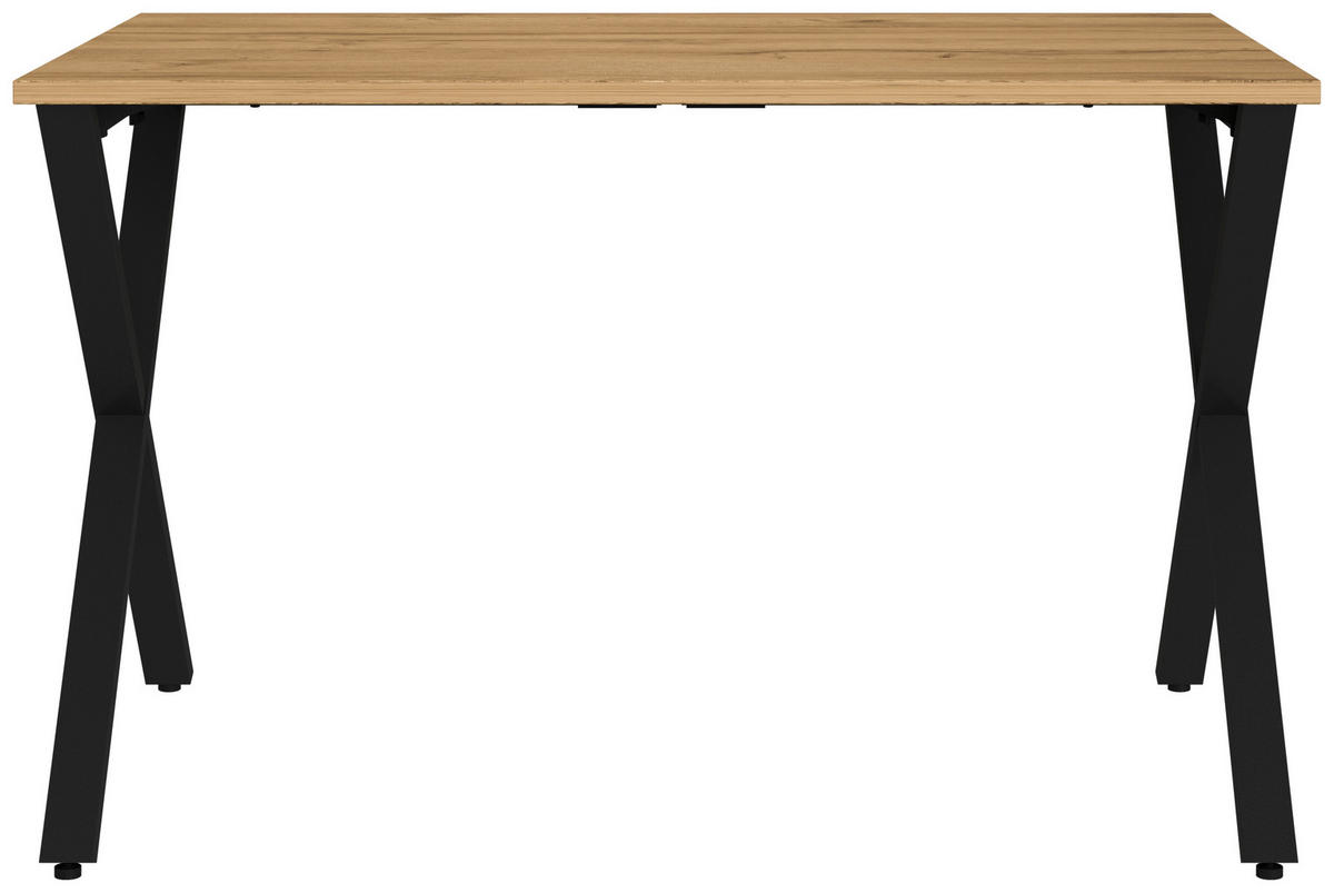 SCHREIBTISCH 120/80/75 cm, Schwarz, Eichefarben, in verschiedenen Holz-Dekoren erhältlich, justierbare Füße  - Eichefarben/Schwarz, MODERN, Holzwerkstoff/Metall (120/80/75cm) - Novel