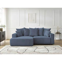 ECKSOFA Ottomane links  ATILLA Blau Flachgewebe  - Blau/Schwarz, MODERN, Kunststoff/Textil (149/244cm)