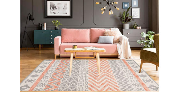 FLACHWEBETEPPICH 200/290 cm Grau, Koralle  - Koralle/Grau, Design, Textil (200/290cm) - Novel