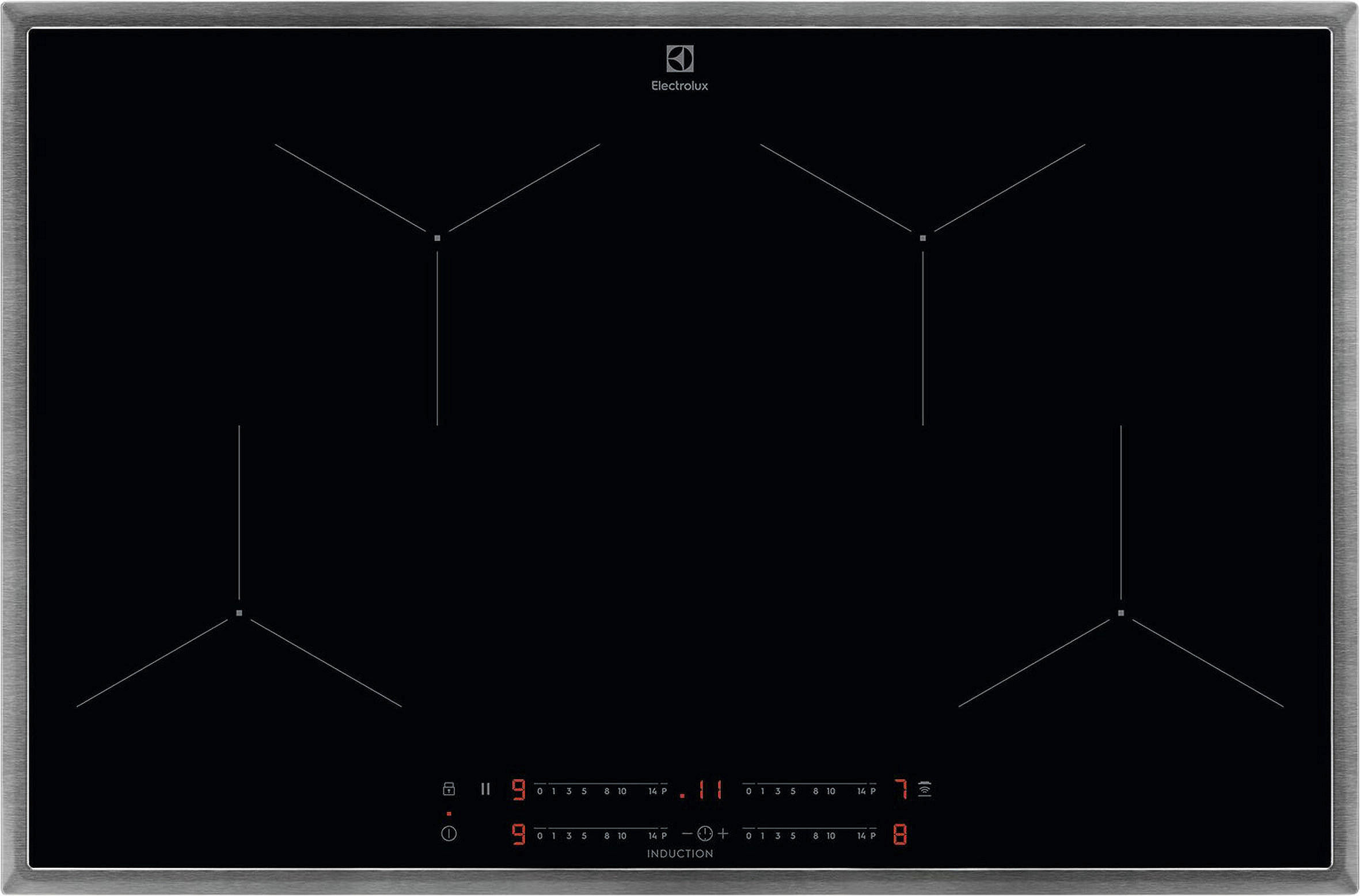 INDUKTIONSKOCHFELD LIT8140M  - Edelstahlfarben/Schwarz, Basics, Glas/Metall (76,6/4,6/50,6cm) - Electrolux