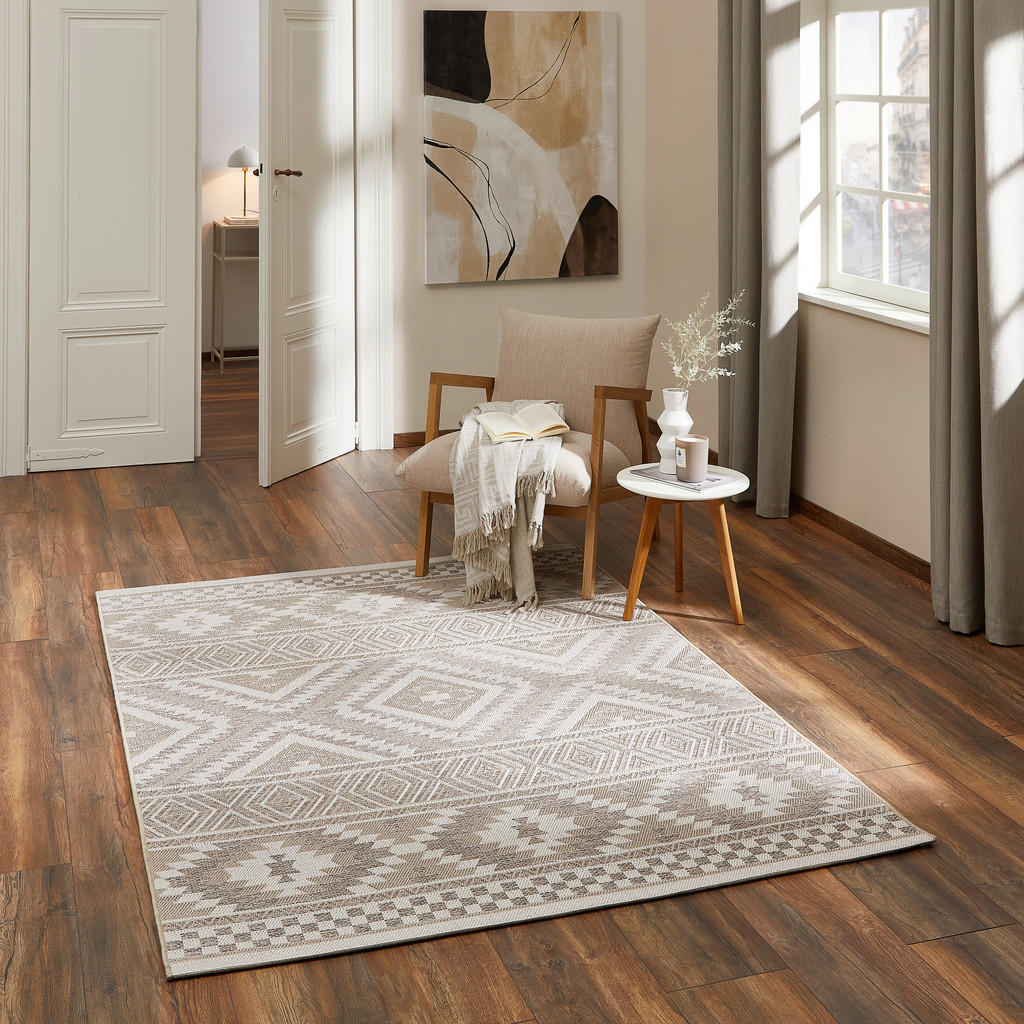 Thumbnail - Novel Outdoorteppich Trinidad, Beige, Kunststoff, Boho, rechteckig, 80x150 cm, ISO 9001, Bsci, Oeko-Tex® Standard 100, f...