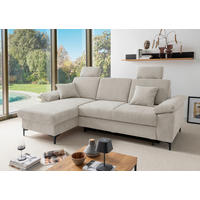 ECKSOFA Chenille Naturfarben  - Schwarz/Naturfarben, Konventionell, Textil/Metall (151/245cm) - Livetastic