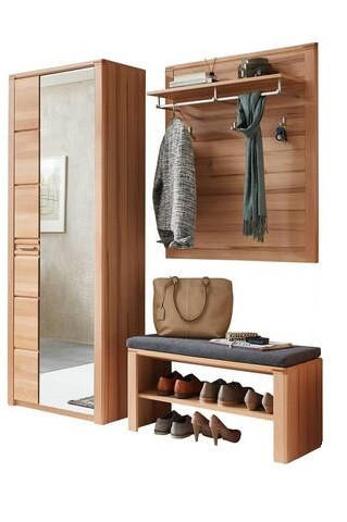 GARDEROBE 4-teilig  in 179/201/40 cm  - Buchefarben, Natur, Glas/Holzwerkstoff (179/201/40cm) - Linea Natura