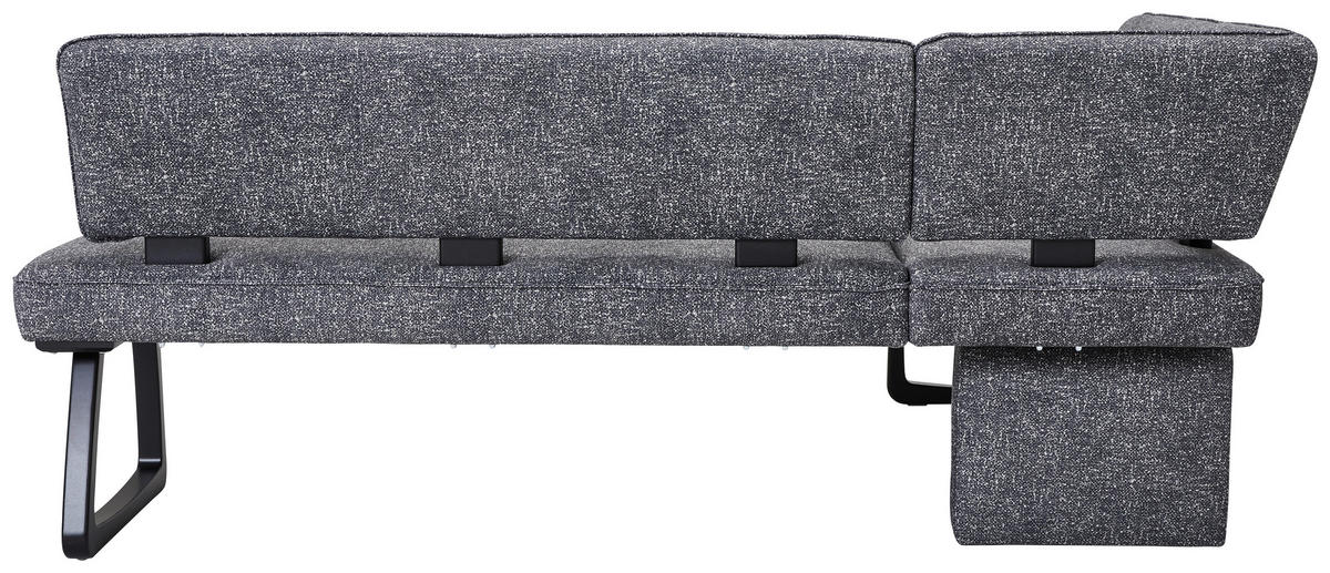 ECKBANK 155/208 cm Flachgewebe Dunkelgrau Eiche massiv   - Dunkelgrau/Schwarz, KONVENTIONELL, Holz/Textil (155/208cm) - Venda