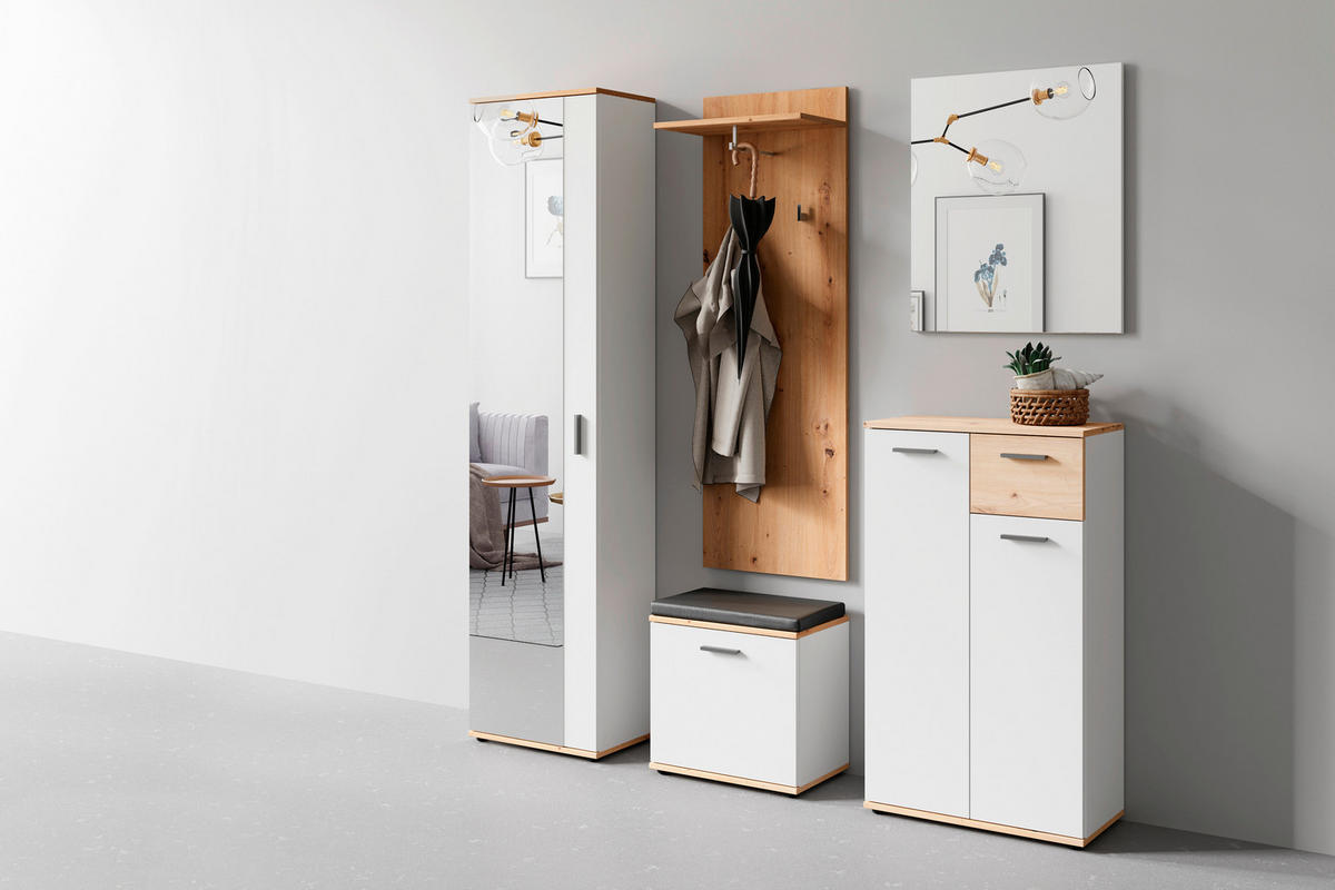 GARDEROBE 5-teilig  in 49/196/30 cm  - Weiß/Eiche Artisan, Design, Glas/Holzwerkstoff (49/196/30cm) - MID.YOU