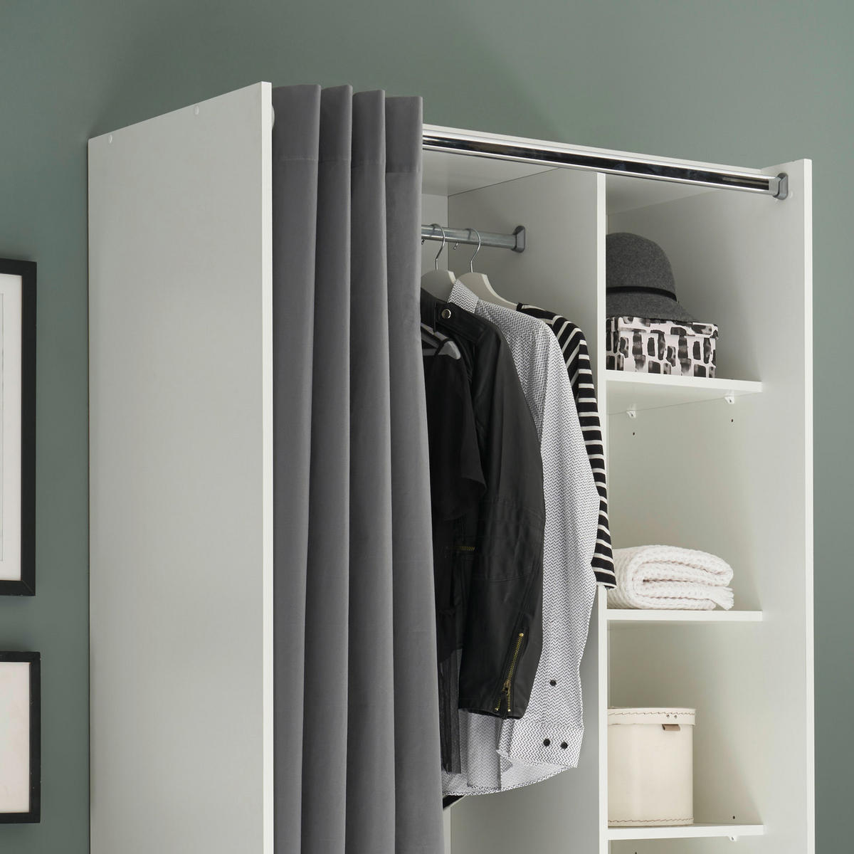 OFFENER KLEIDERSCHRANK 100/180/50 cm  in Grau, Weiß  - Weiß/Grau, Basics, Karton/Holzwerkstoff (100/180/50cm) - MID.YOU