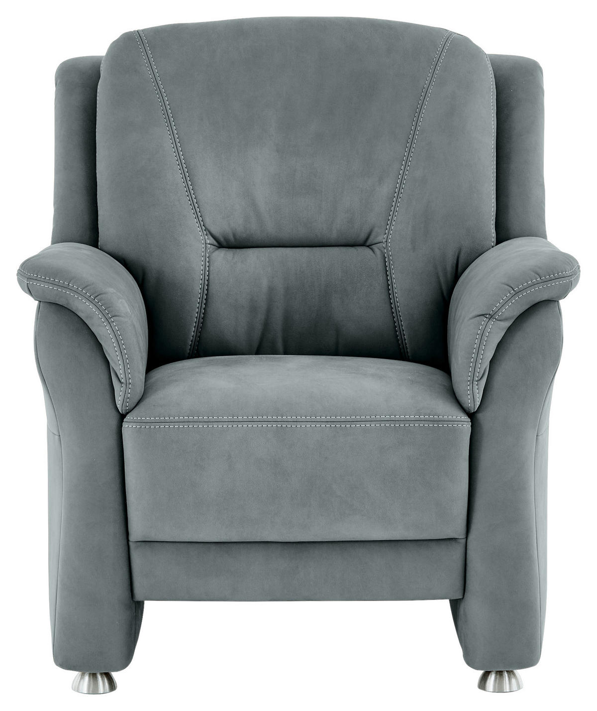 SESSEL in Mikrofaser Blaugrau  - Beige/Blaugrau, Konventionell, Textil/Metall (90/100/92cm) - Beldomo Comfort