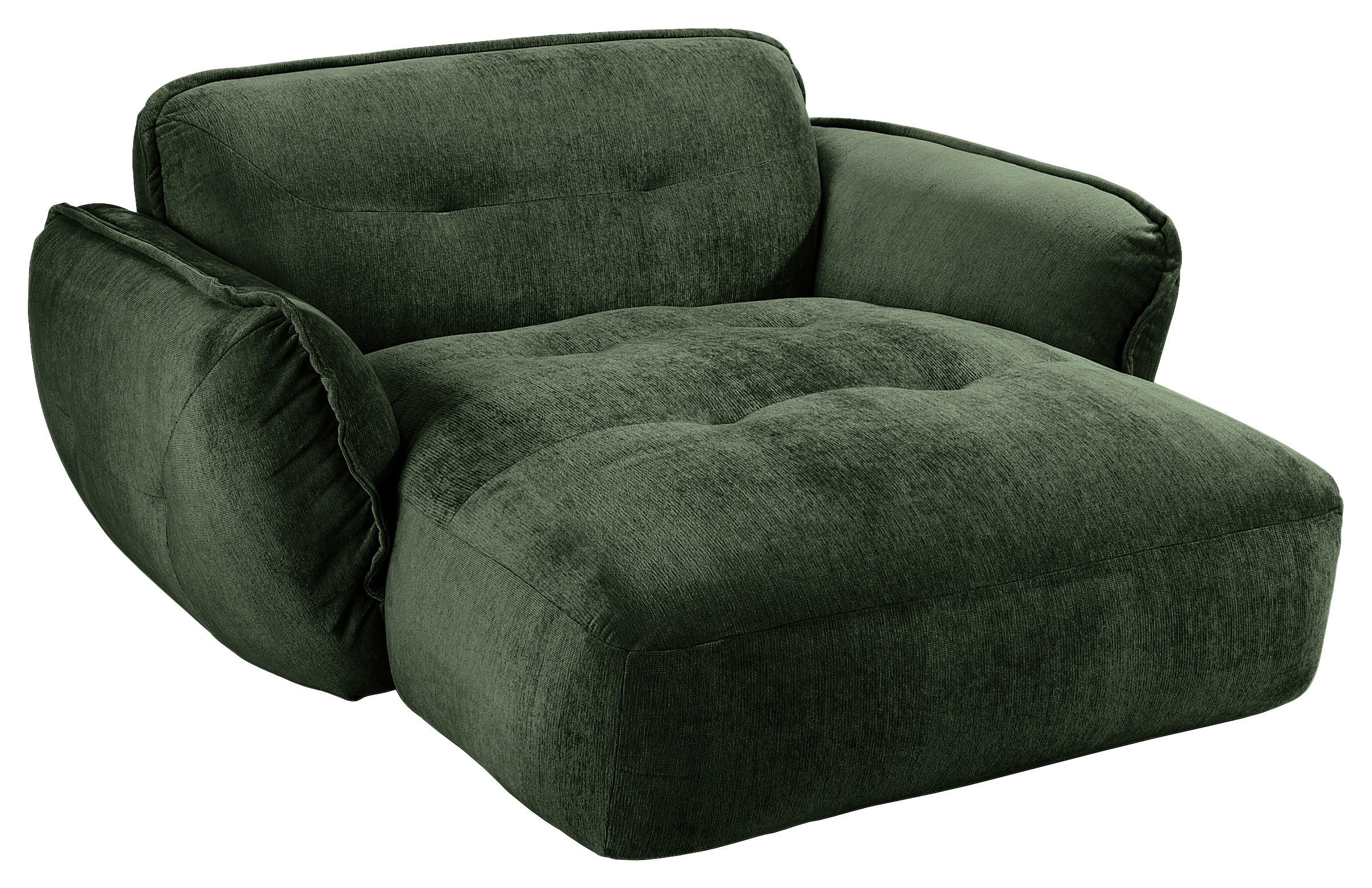 XXL-SESSEL in Chenille Dunkelgrün  - Dunkelgrün/Schwarz, Modern, Kunststoff/Textil (182/87/184cm) - Trendmanufaktur