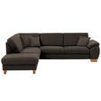 ECKSOFA in Mikrofaser Mokka  236/286 cm  - Wildeiche/Beige, KONVENTIONELL, Holz/Textil (236/286cm) - Voleo
