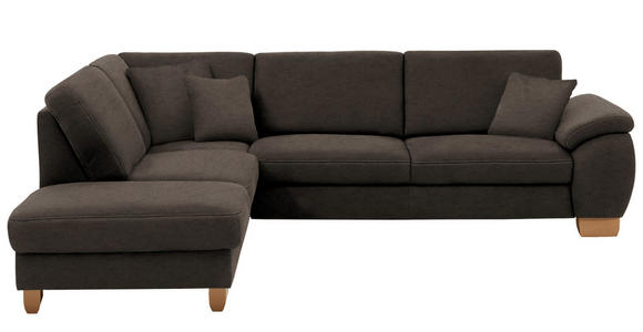 ECKSOFA in Mikrofaser Mokka  236/286 cm  - Wildeiche/Beige, KONVENTIONELL, Holz/Textil (236/286cm) - Voleo