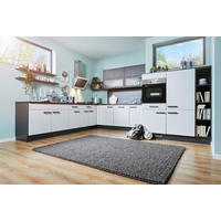 Bucătărie Pe Colț   - alb/grafit, Basics, material pe bază de lemn (320/245+150cm) - Venda