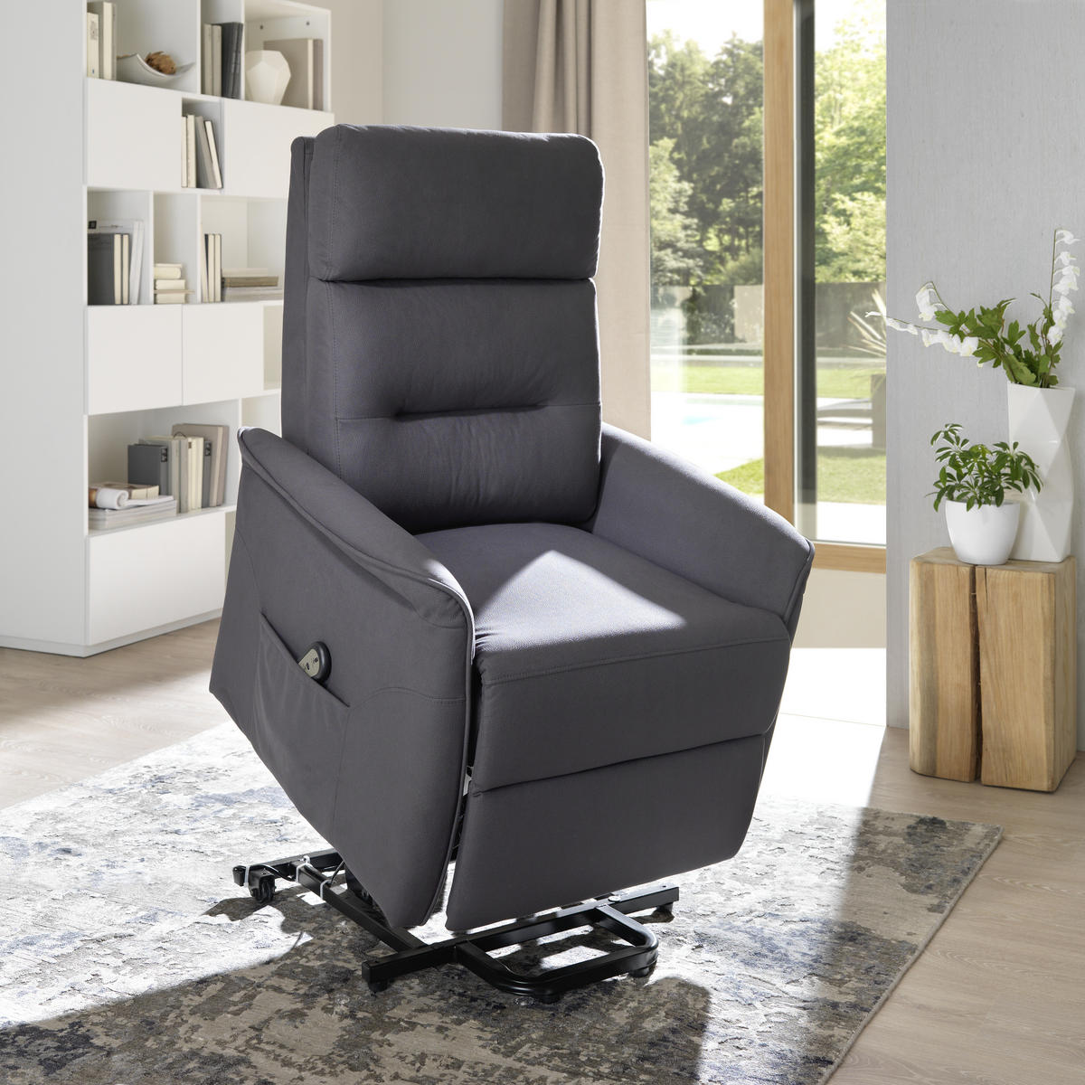 RECLINERFÅTÖLJ i mikrofiber grå  - svart/grå, Klassisk, textil (76/106/82-158cm) - Cantus