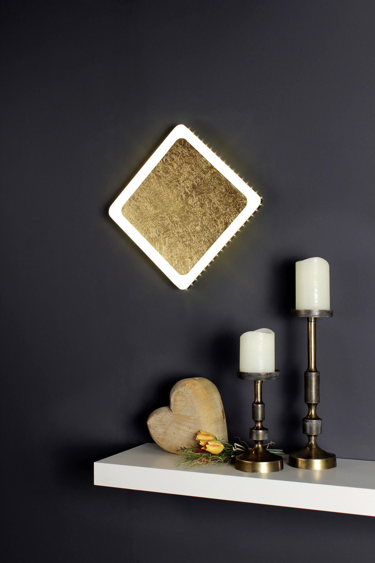 LED-DECKENLEUCHTE Solaris 31/31/4,5 cm   - Goldfarben/Schwarz, Design, Metall (31/31/4,5cm)