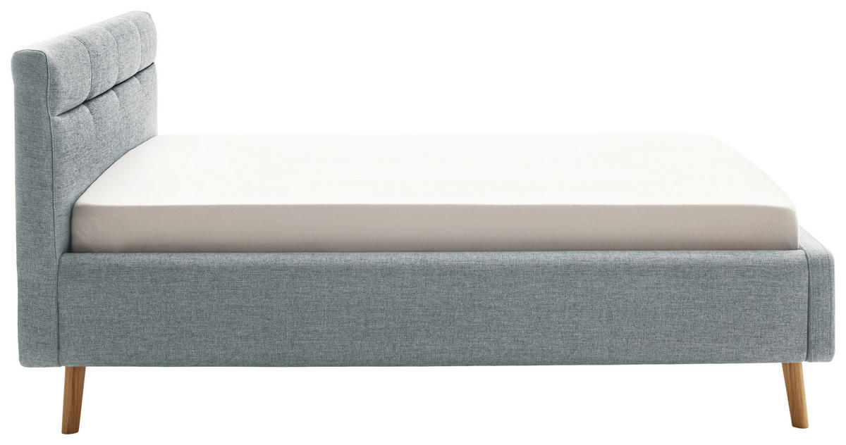 POLSTERBETT Lattenrost, Bettkasten Pastellblau 140/200 cm  - Pastellblau/Eichefarben, KONVENTIONELL, Holz/Textil (140/200cm) - Boxxx