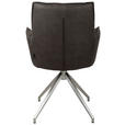 ARMLEHNSTUHL  Sitzfläche 360° drehbar, automatische Rückholfunktion Mikrofaser  Edelstahlfarben, Dunkelgrau  - Edelstahlfarben/Dunkelgrau, Design, Textil/Metall (59/89,5/63cm) - Novel