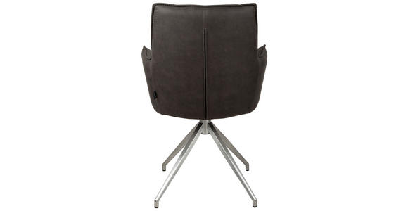 ARMLEHNSTUHL  Sitzfläche 360° drehbar, automatische Rückholfunktion Mikrofaser  Edelstahlfarben, Dunkelgrau  - Edelstahlfarben/Dunkelgrau, Design, Textil/Metall (59/89,5/63cm) - Novel
