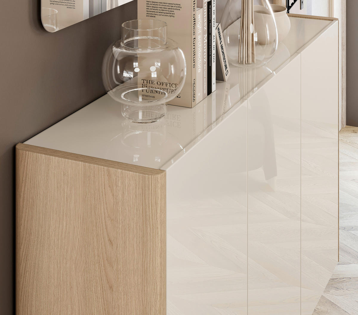 HÄNGESCHUHSCHRANK 141/85/35 cm  - Eiche Bianco/Greige, Design, Holzwerkstoff (141/85/35cm) - Voleo