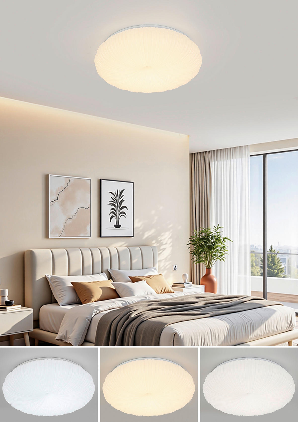 DECKENLEUCHTE  52/10 cm    - Weiß, Design, Kunststoff/Metall (52/10cm) - Collet's Monde