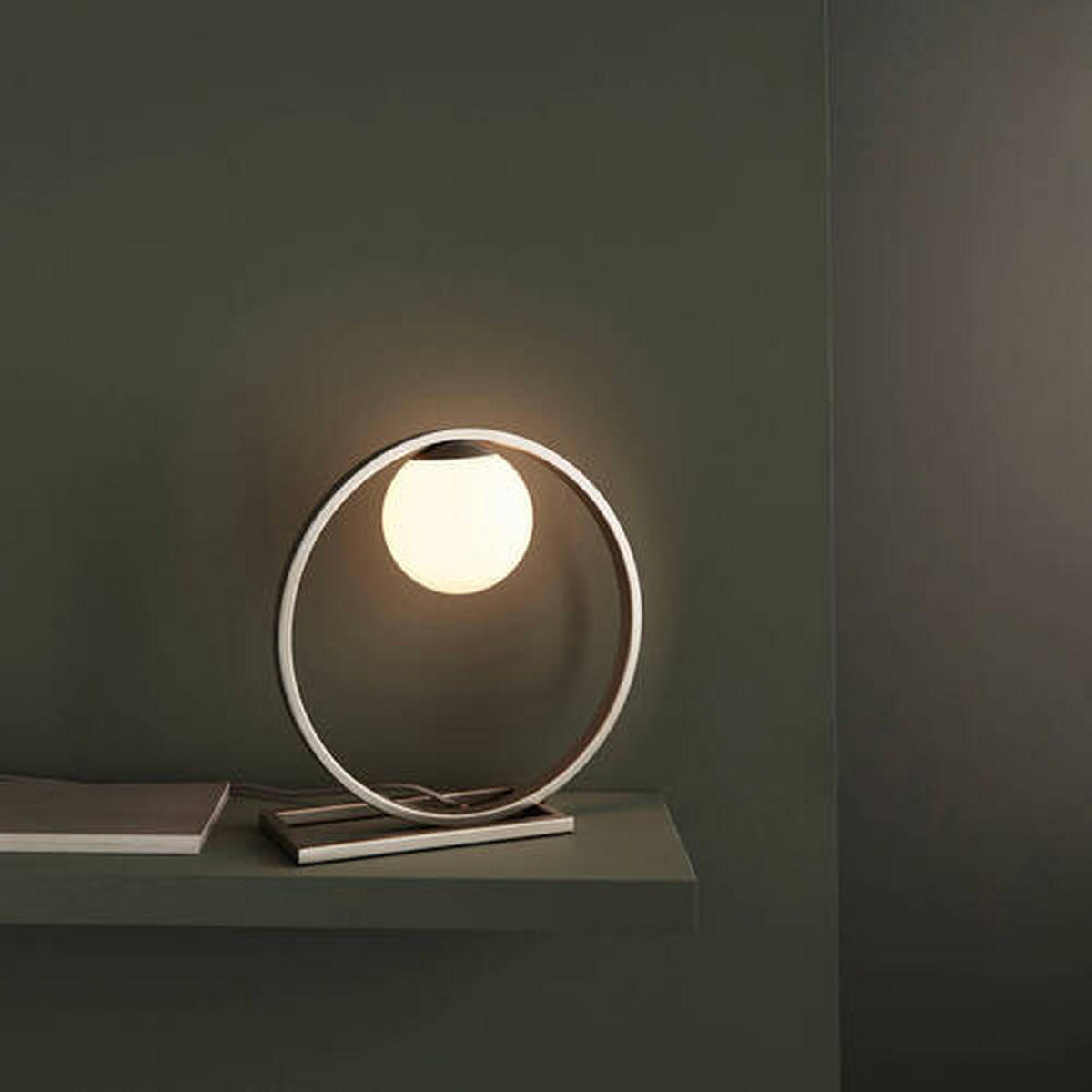 TISCHLEUCHTE 32.3/10 cm   - Silberfarben/Opal, Design, Glas/Metall (32.3/10cm) - ENDON