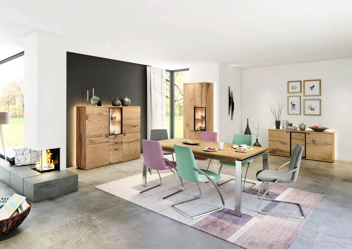 ESSTISCH in Holz, Metall, Holzwerkstoff 190/100/75 cm  - Edelstahlfarben/Eichefarben, Konventionell, Holz/Holzwerkstoff (190/100/75cm) - Venjakob