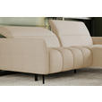 ECKSOFA Beige Flachgewebe Rücken echt, Kopfteilverstellung, Sitztiefenverstellung  - Beige/Schwarz, KONVENTIONELL, Textil/Metall (272/175cm) - Carryhome