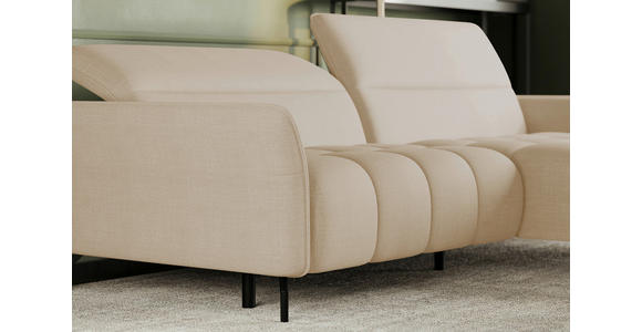 ECKSOFA Beige Flachgewebe Rücken echt, Kopfteilverstellung, Sitztiefenverstellung  - Beige/Schwarz, KONVENTIONELL, Textil/Metall (272/175cm) - Carryhome