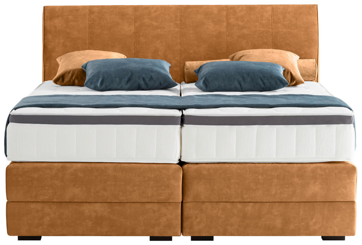 BOXSPRINGBETT 180/200 cm  in Cognac  - Wengefarben/Cognac, Konventionell, Holz/Textil (180/200cm) - Novel