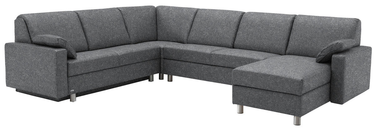 WOHNLANDSCHAFT  in Mikrovelours Grau  - Anthrazit/Alufarben, KONVENTIONELL, Textil (237/323/158cm) - Sedda