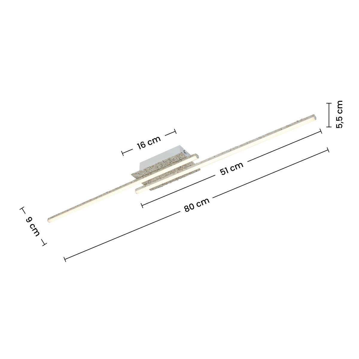 DECKENLEUCHTE 80/9/5,5 cm  - Weiß, Trend, Kunststoff/Metall (80/9/5,5cm) - Collett's Monde