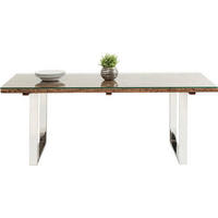 ESSTISCH in Holz, Metall, Glas 200/90/76 cm  - Edelstahlfarben/Silberfarben, Trend, Glas/Holz (200/90/76cm) - Kare-Design