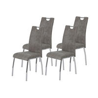STUHL-SET 4 Stück  in Stahl Mikrofaser Metall, Textil  - Chromfarben/Grau, MODERN, Textil/Metall (44/98/61cm) - MID.YOU